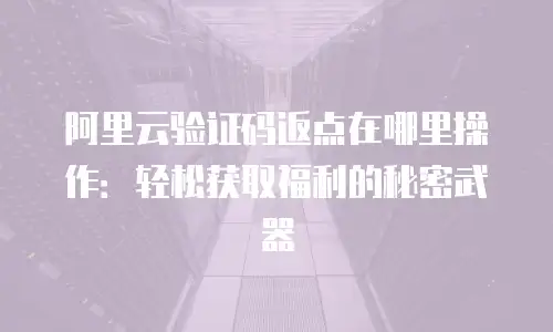 阿里云验证码返点在哪里操作：轻松获取福利的秘密武器