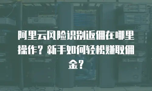 阿里云风险识别返佣在哪里操作？新手如何轻松赚取佣金？