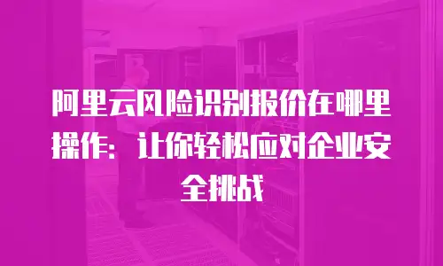 阿里云风险识别报价在哪里操作：让你轻松应对企业安全挑战