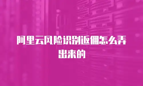 阿里云风险识别返佣怎么弄出来的