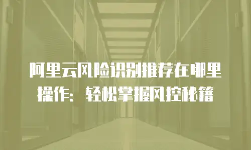 阿里云风险识别推荐在哪里操作：轻松掌握风控秘籍