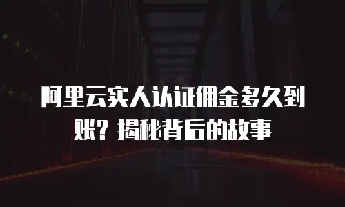 阿里云实人认证佣金多久到账？揭秘背后的故事
