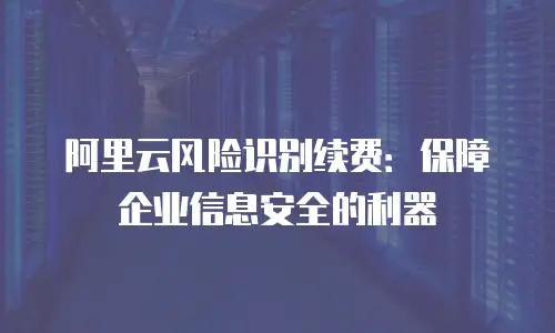 阿里云风险识别续费：保障企业信息安全的利器