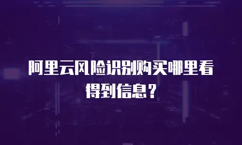 阿里云风险识别购买哪里看得到信息？