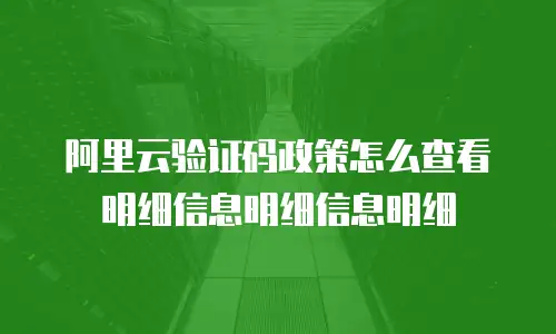 阿里云验证码政策怎么查看明细信息明细信息明细