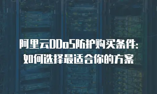 阿里云DDoS防护购买条件：如何选择最适合你的方案