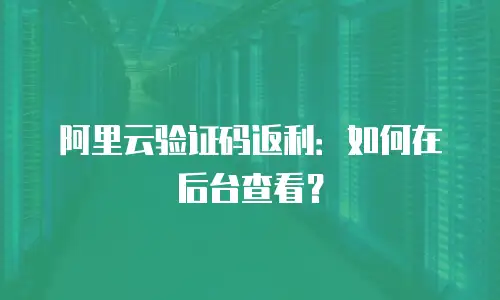 阿里云验证码返利：如何在后台查看？