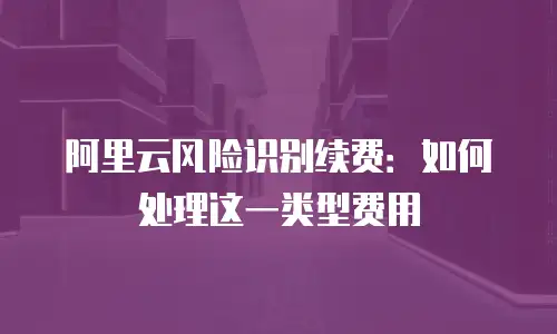 阿里云风险识别续费：如何处理这一类型费用