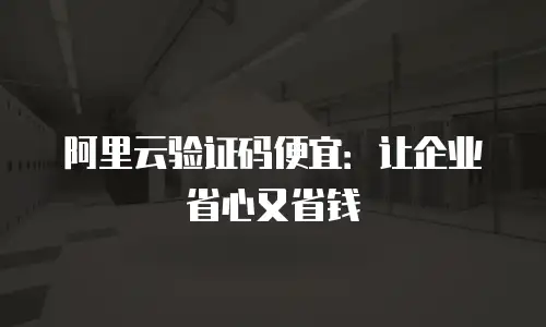 阿里云验证码便宜：让企业省心又省钱