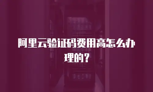阿里云验证码费用高怎么办理的？
