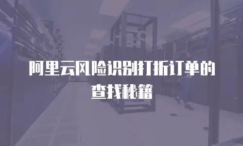 阿里云风险识别打折订单的查找秘籍