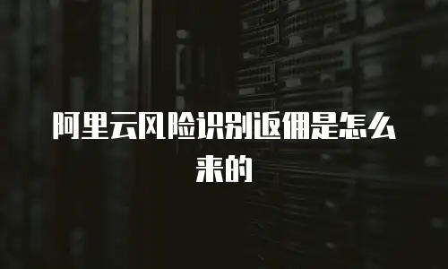 阿里云风险识别返佣是怎么来的