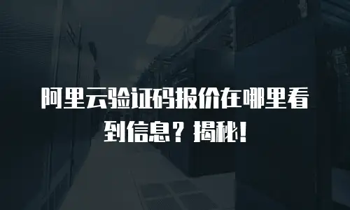 阿里云验证码报价在哪里看到信息？揭秘！