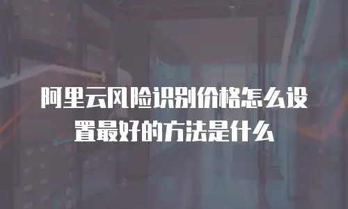 阿里云风险识别价格怎么设置最好的方法是什么