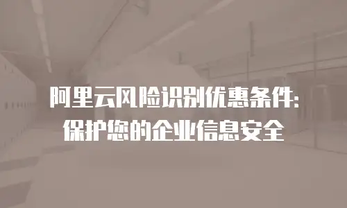 阿里云风险识别优惠条件：保护您的企业信息安全