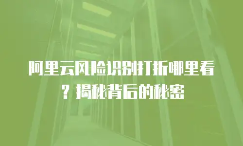 阿里云风险识别打折哪里看？揭秘背后的秘密