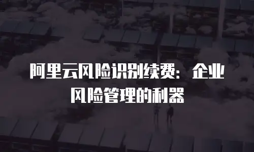 阿里云风险识别续费：企业风险管理的利器