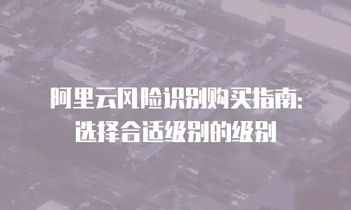 阿里云风险识别购买指南：选择合适级别的级别
