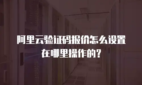 阿里云验证码报价怎么设置在哪里操作的？