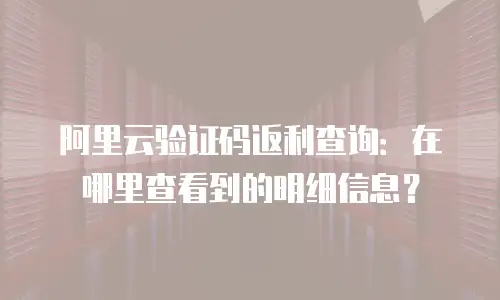 阿里云验证码返利查询：在哪里查看到的明细信息？