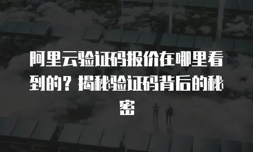 阿里云验证码报价在哪里看到的？揭秘验证码背后的秘密
