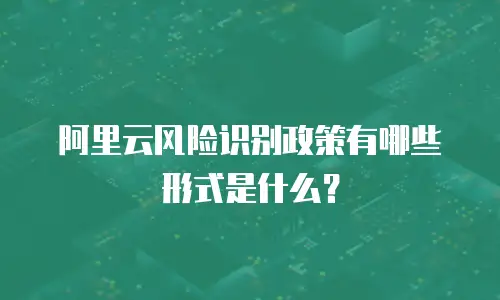 阿里云风险识别政策有哪些形式是什么？