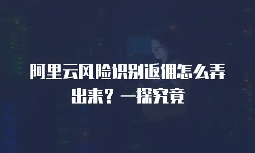 阿里云风险识别返佣怎么弄出来？一探究竟