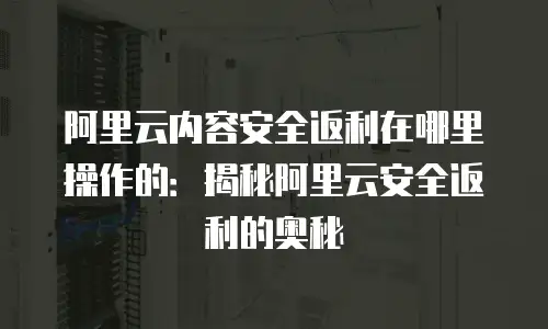 阿里云内容安全返利在哪里操作的：揭秘阿里云安全返利的奥秘