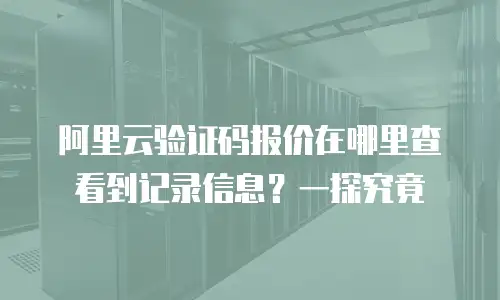 阿里云验证码报价在哪里查看到记录信息？一探究竟