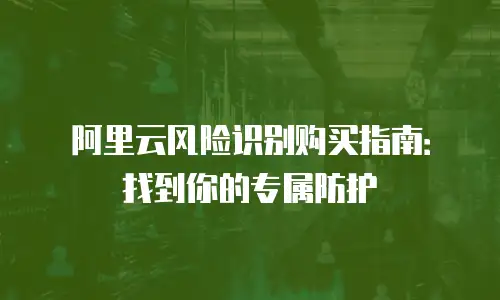 阿里云风险识别购买指南：找到你的专属防护
