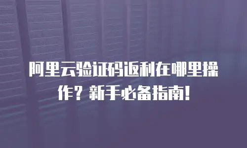 阿里云验证码返利在哪里操作？新手必备指南！