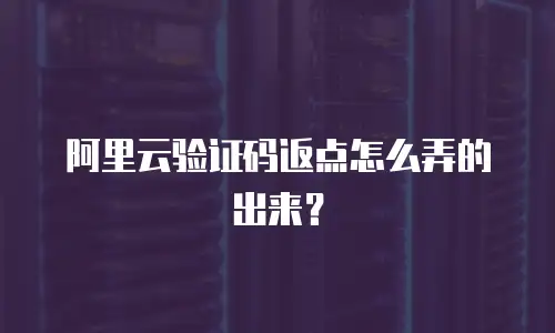 阿里云验证码返点怎么弄的出来？