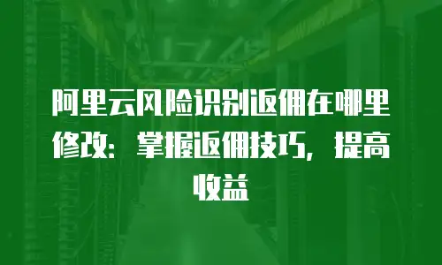 阿里云风险识别返佣在哪里修改：掌握返佣技巧，提高收益