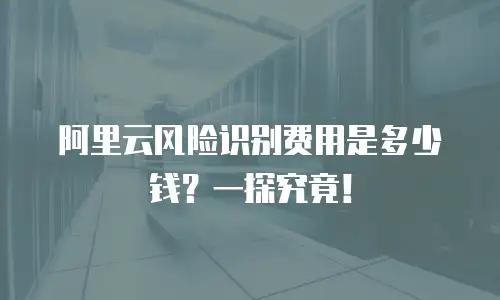 阿里云风险识别费用是多少钱？一探究竟！