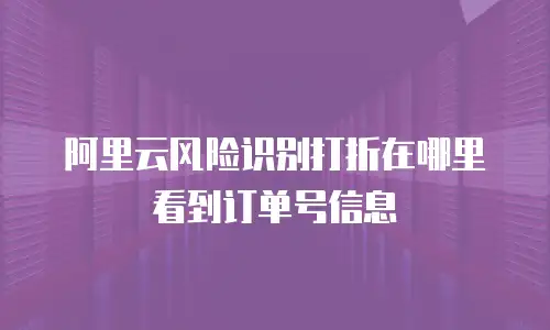 阿里云风险识别打折在哪里看到订单号信息