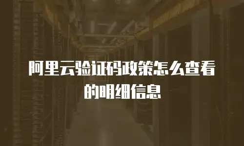 阿里云验证码政策怎么查看的明细信息