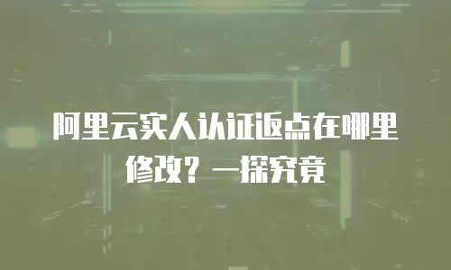 阿里云实人认证返点在哪里修改？一探究竟