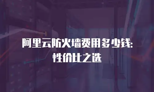 阿里云防火墙费用多少钱：性价比之选