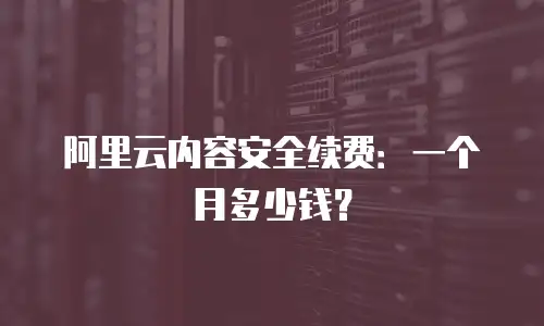 阿里云内容安全续费：一个月多少钱？