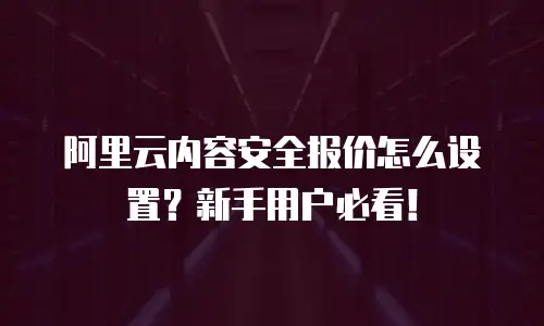 阿里云内容安全报价怎么设置？新手用户必看！