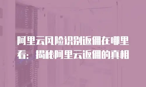 阿里云风险识别返佣在哪里看：揭秘阿里云返佣的真相