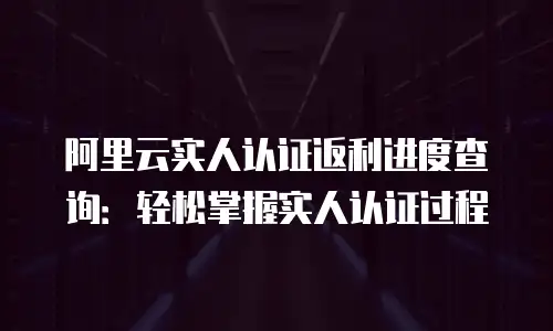 阿里云实人认证返利进度查询：轻松掌握实人认证过程