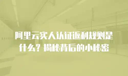 阿里云实人认证返利规则是什么？揭秘背后的小秘密