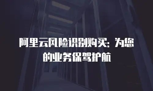 阿里云风险识别购买: 为您的业务保驾护航