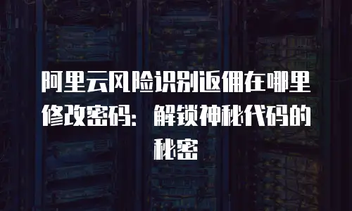 阿里云风险识别返佣在哪里修改密码：解锁神秘代码的秘密