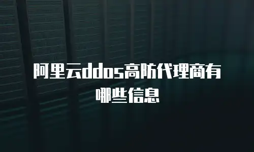 阿里云ddos高防代理商有哪些信息