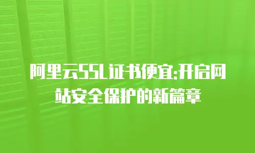 阿里云SSL证书便宜:开启网站安全保护的新篇章