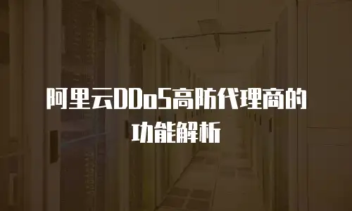 阿里云DDoS高防代理商的功能解析