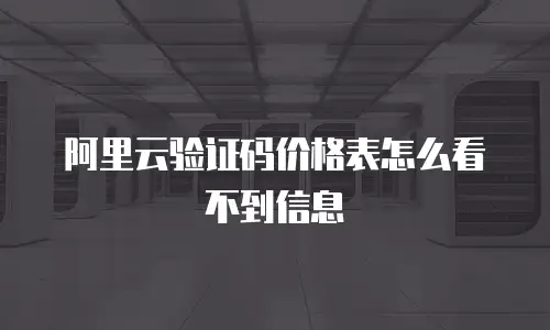 阿里云验证码价格表怎么看不到信息