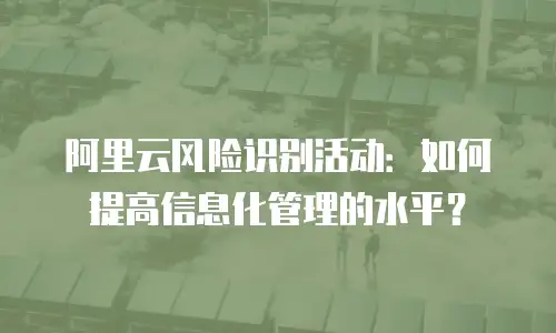 阿里云风险识别活动：如何提高信息化管理的水平？